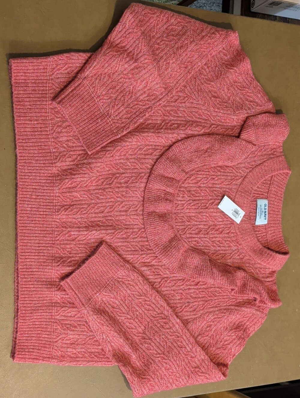 Old Navy Coral Pink Cable Crewneck Sweater